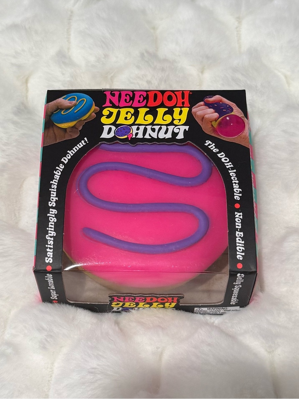 Needoh Jelly Donut Sensory Squishy Toy - Neon Pink